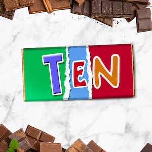 10th Birthday Chocolate Bar Wrapper: Novelty Gift