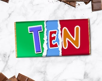 Envoltorio de chocolate para el décimo cumpleaños: regalo novedoso