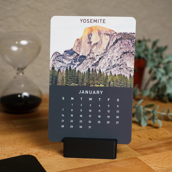 2024 National Park Desk Calendar・12 Unique Handmade Illustrations・Premium Soft Touch Matte Finish・Outdoor Enthusiast・Unique Outdoorsy Gift
