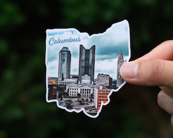 Columbus, Ohio・3" Waterproof Vinyl Sticker・Vivid Colors・Laptop Sticker・Durable Decal・Traveler Gift・Water Bottle Sticker・Bumper Sticker