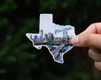 Houston, Texas・3" Waterproof Vinyl Sticker・Vivid Colors・Laptop Sticker・Durable Decal・Traveler Gift・Water Bottle Sticker・Bumper Sticker