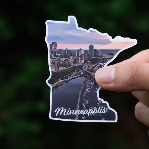 Minneapolis, Minnesota・3" Waterproof Vinyl Sticker・Vivid Colors・Laptop Sticker・Durable Decal・Traveler Gift・Water Bottle Sticker・Bumper Decal