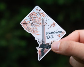 Washington, D.C.・3" Waterproof Vinyl Sticker・Vivid Colors・Laptop Sticker・Durable Decal・Traveler Gift・Water Bottle Sticker・Bumper Sticker