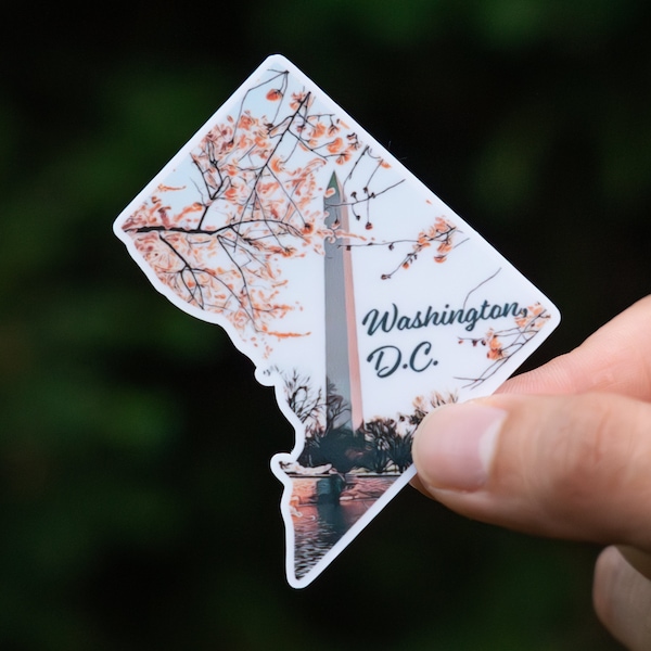 Washington, D.C.・3" Waterproof Vinyl Sticker・Vivid Colors・Laptop Sticker・Durable Decal・Traveler Gift・Water Bottle Sticker・Bumper Sticker