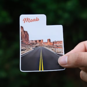 Moab, Utah・3&quot; Waterproof Vinyl Sticker・Vivid Colors・Laptop Sticker・Durable Decal・Traveler Gift・Water Bottle Sticker・Bumper Sticker