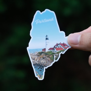 Portland, Maine・3" Waterproof Vinyl Sticker・Vivid Colors・Laptop Sticker・Durable Decal・Traveler Gift・Water Bottle Sticker・Bumper Sticker