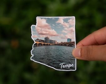 Tempe, Arizona・3" Waterproof Vinyl Sticker・Vivid Colors・Laptop Sticker・Durable Decal・Traveler Gift・Water Bottle Sticker・Bumper Sticker