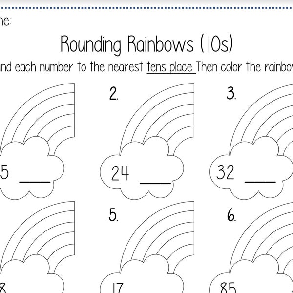Rounding Rainbow Worksheets (10's, 100's, 1000's)