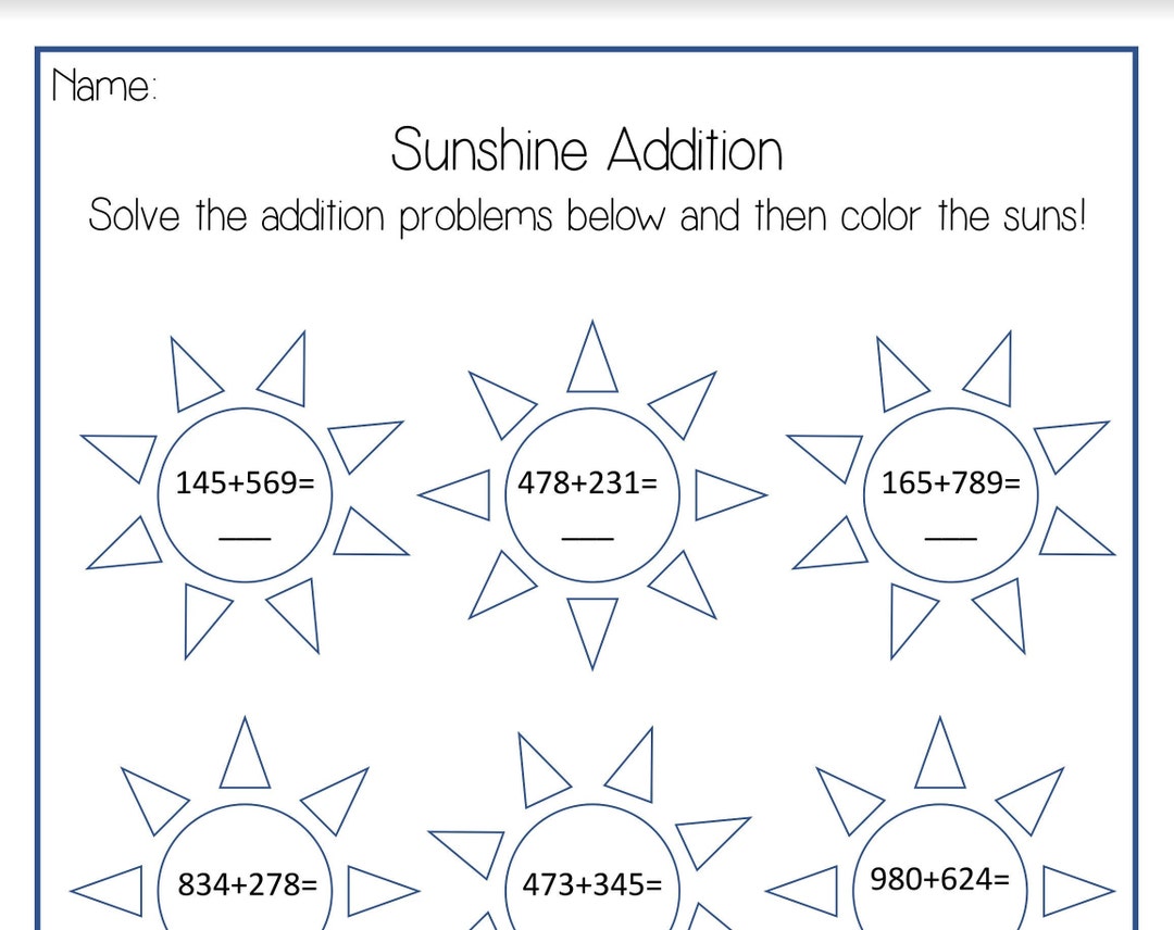 Sunshine Math Worksheets (addition, Subtraction, Multiplication