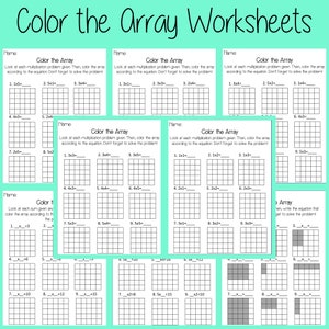Color The Array Multiplication - Eight Worksheets
