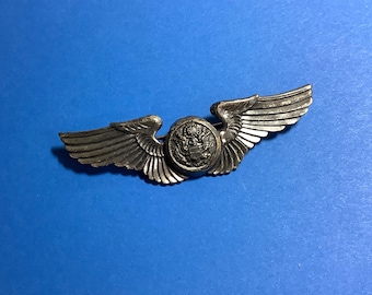 WWII US Army Air Corps Air Crew Wings Sterling Silver 3 Inch Pin