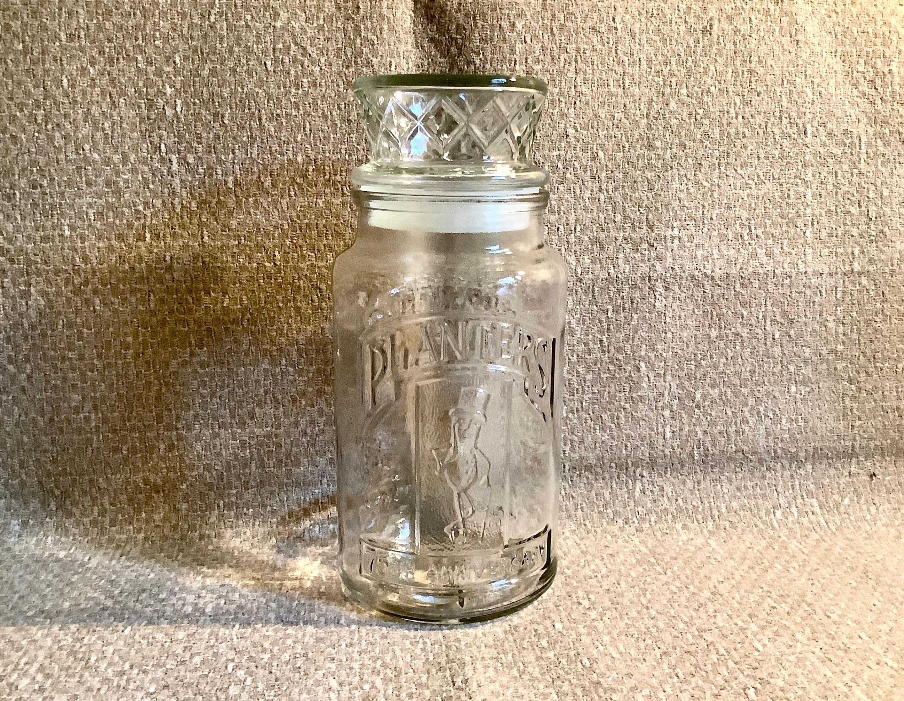 Planter's Peanuts 75th Anniversary Glass Jar With Glass Lid