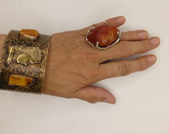 Large silver ring with jasper. Adjustable size. The only ring in the world.