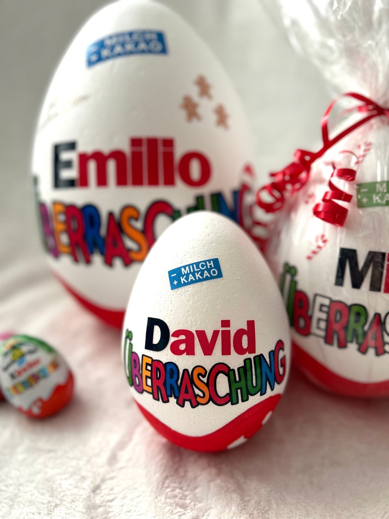 15 cm XXL surprise egg personalized gift for birth children birthday Easter gift filled chocolate Ü-egg Easter wedding image 4