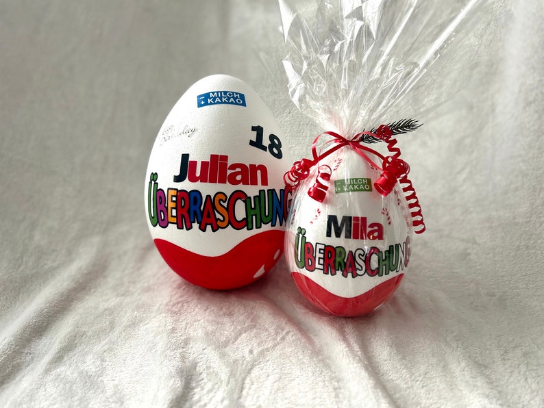 15 cm XXL surprise egg personalized gift for birth children birthday Easter gift filled chocolate Ü-egg Easter wedding image 2