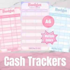Cash Envelope Tracker Set – 30 Sheets Pink, Blue & Rainbow Budget Trackers – Stay On Budget, Binder Folder inserts