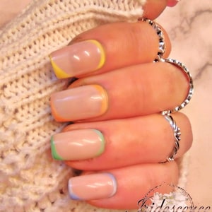 Spring Pastel Ombre Nails | Square | Bespoke Nails | Custom Nails | Stick On Nails | Press On Nails | False Nails | UK Made