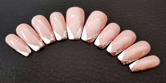 gel x nails rose gold French | Rose gold nails, Gold nails french, Rose  gold nails design