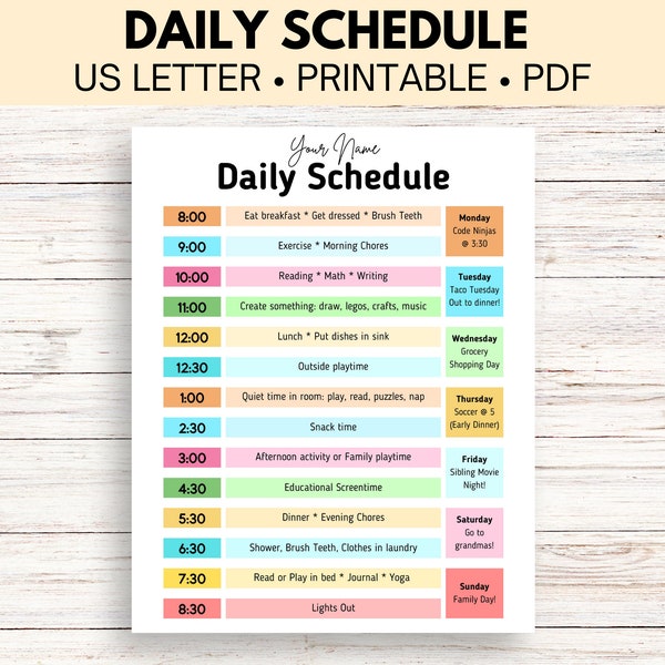 DAILY ROUTINE SCHEDULE | Daily Schedule | Everyday Schedule | Daily Routine Printable | Detailed Routine Schedule | Unlimited Download