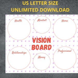 Vision Board Printable PDF | Motivation Board | Goal Board | Digital Vision Board | Vision Board Template