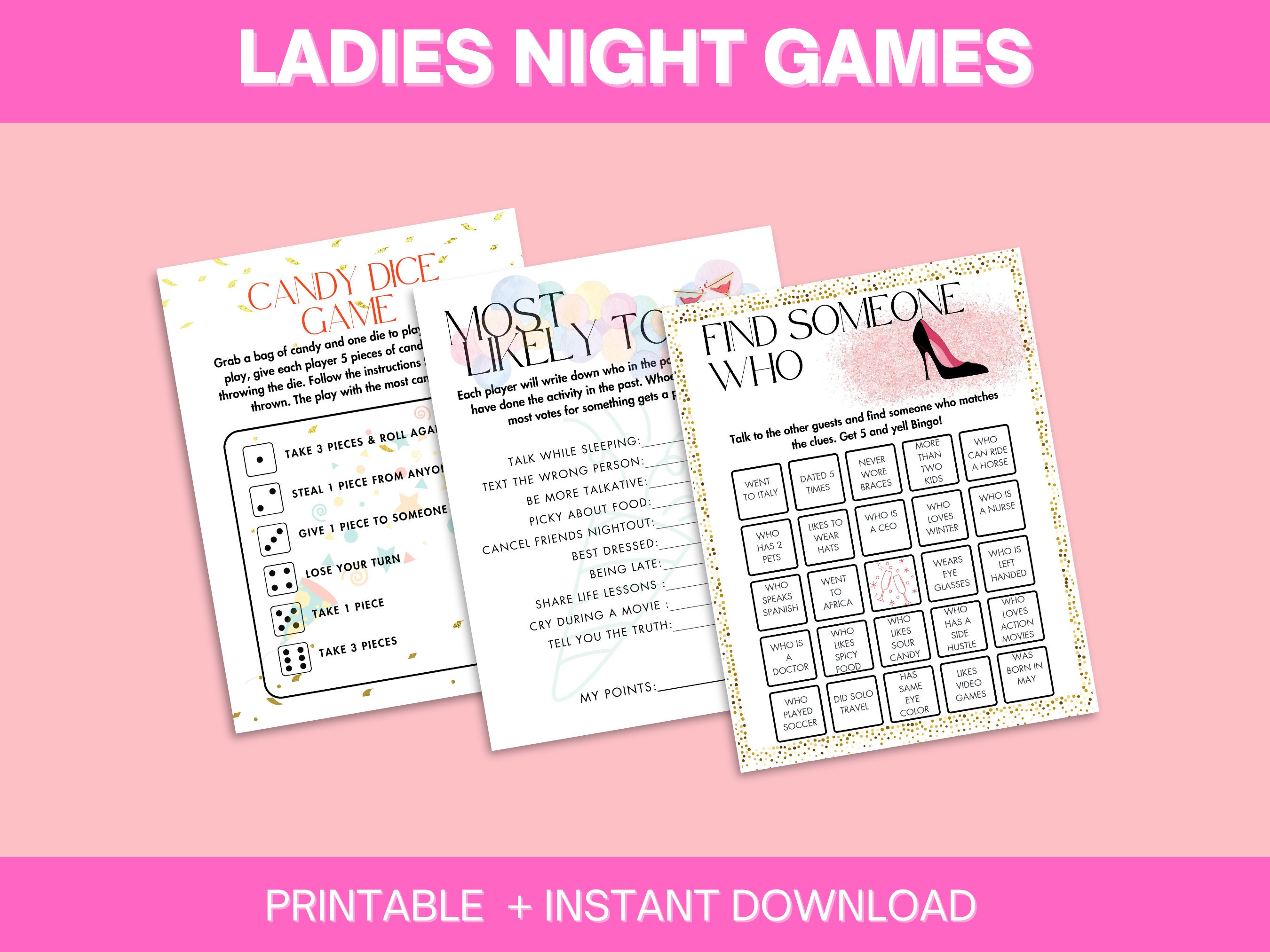 Ladies Night Games Printable Ladies Nightout Games Party Games Girls ...