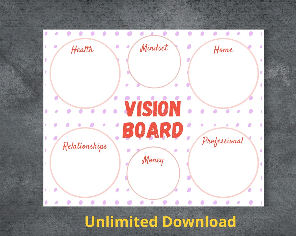 Vision Board Printable PDF Motivation Board Goal Board - Etsy