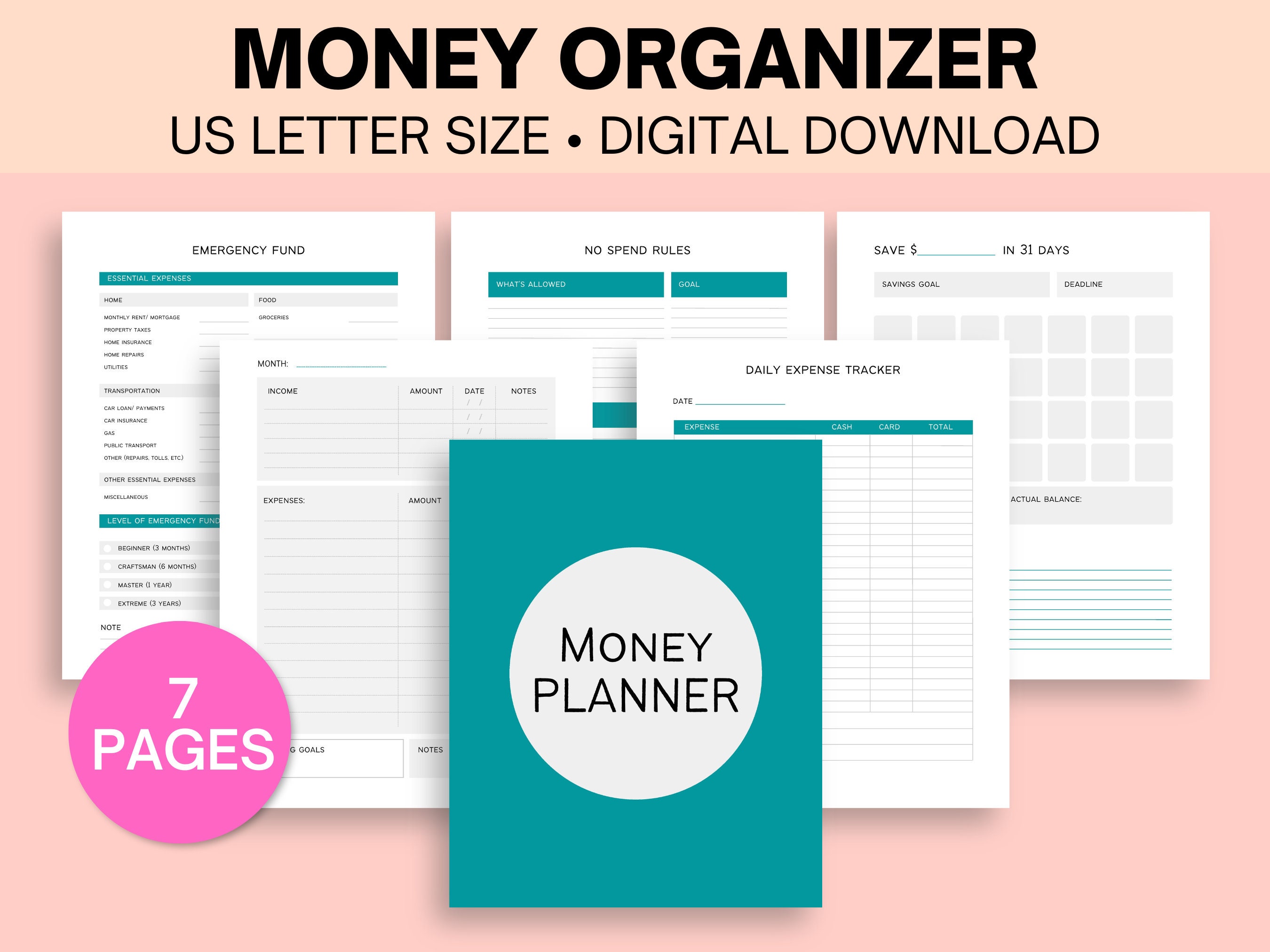 Monthly Budget Planner Printable Money Planner PDF Budget - Etsy