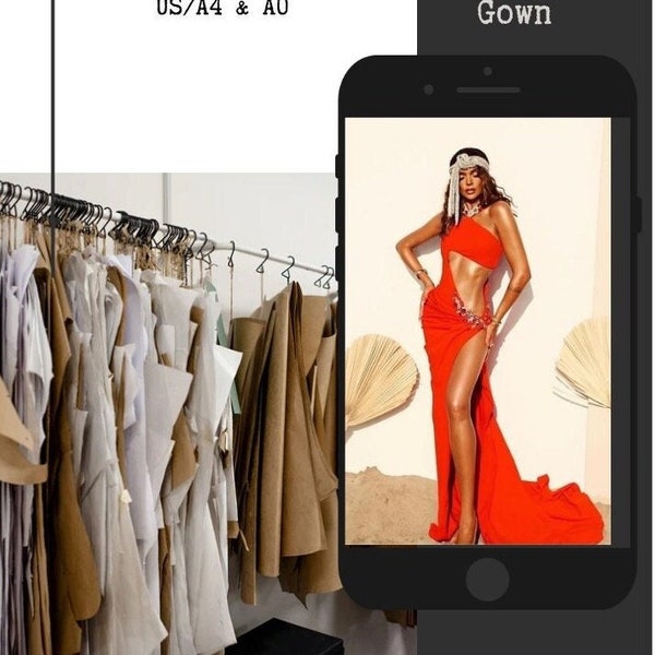 Bodycon Neck Tie Cut Out High Slit Gown   [PDF sewing pattern]