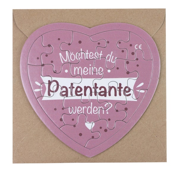 Patentante fragen Puzzle -  Geschenk mit Puzzle & Briefumschlag -