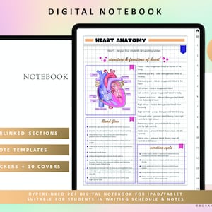 Digital Notebook Portrait, Student Digital Notebook, Android Notebook, Goodnotes Notebook, Notability Notebook, Xodo Notebook, Hyperlinked