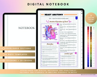 Quaderno digitale con collegamenti ipertestuali, agenda per studenti con adesivi (PDF)