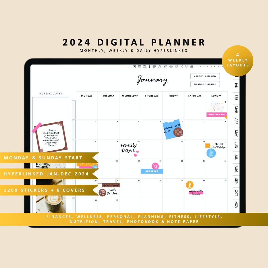 2024 Digital Planner, Digital Planner Goodnotes, Xodo Planner ...