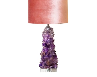 SOLD OUT Crystal Amethyst Lamp, natural gemstone amethyst lamp, gemstone amethyst table lamp, made in London