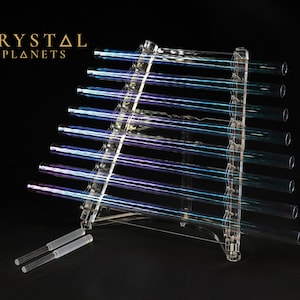 Crystal Harp 8 Tubes: comes with Protective Box + Stand + Mallets  - Design by www.CrystalPlanets.com
