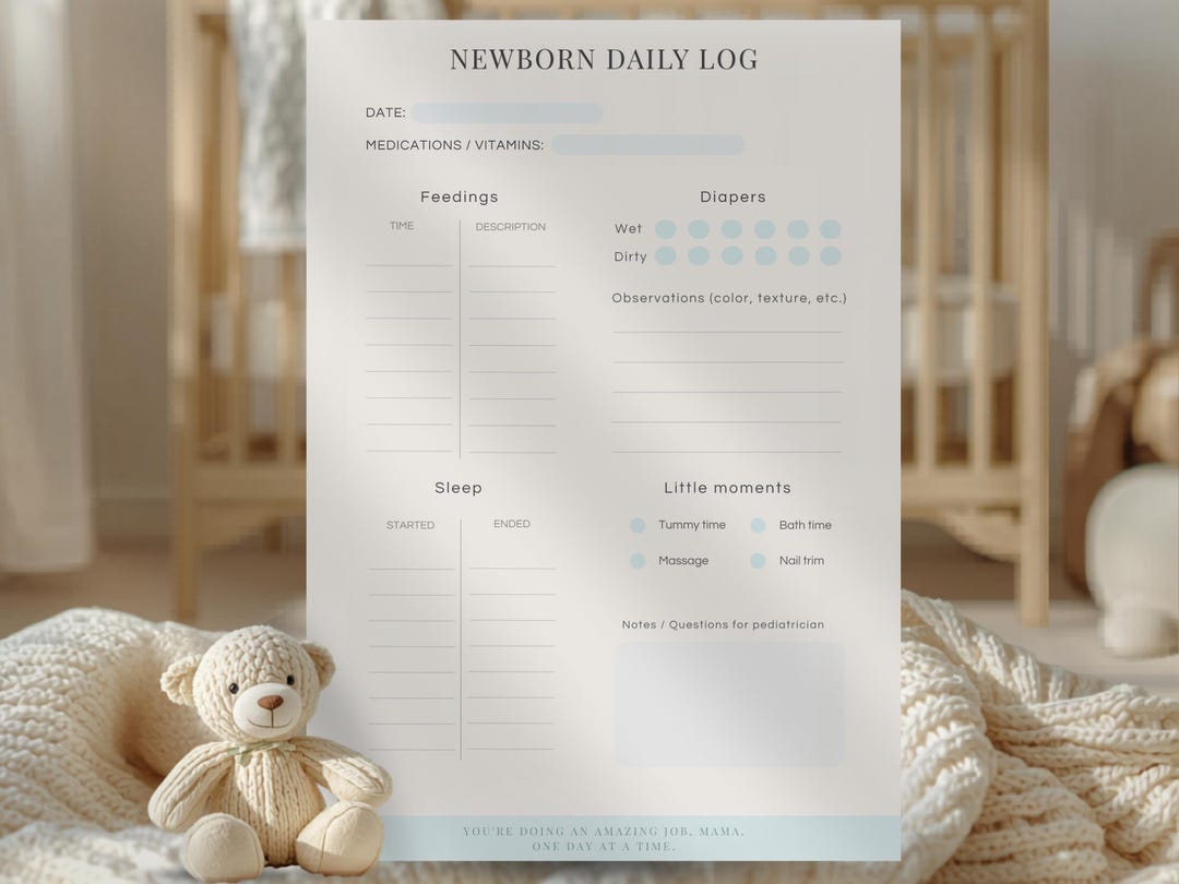 Daily Baby Tracker Feeding Sleep Diaper Tracker PDF A4 US Letter ...