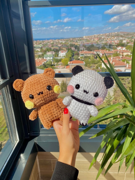 dudu and bubu crochet, milk and mocha bear, goma and peach , panda and brownie , crochet toy,