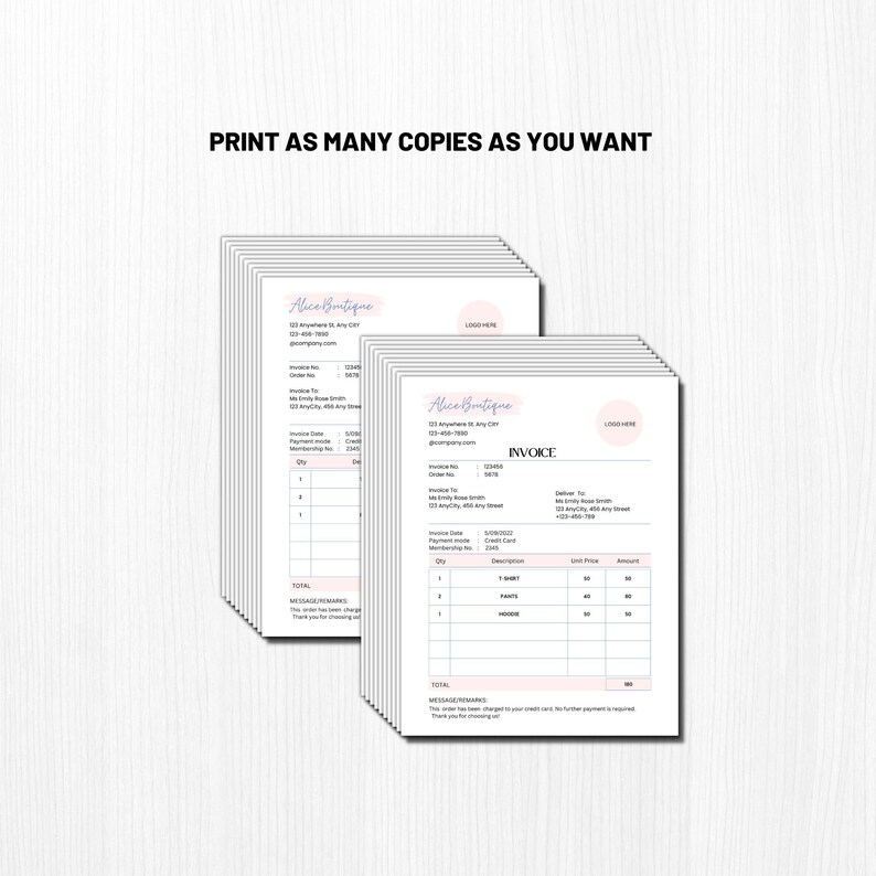 Editable invoice template invoice template business invoice etsy uk