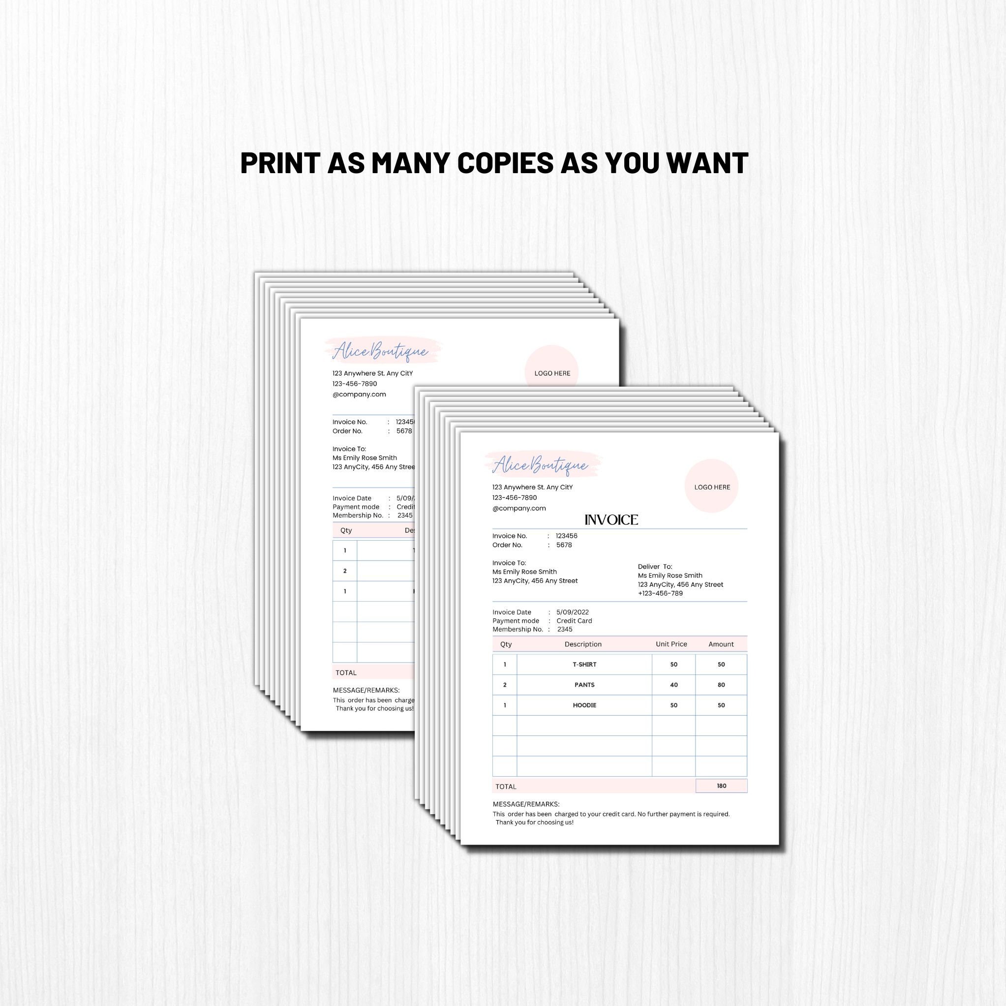 Editable Invoice Template Invoice Template Business Invoice - Etsy UK