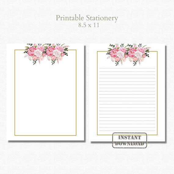 Bouquet Printable Stationery Stationery Set Stationery Etsy