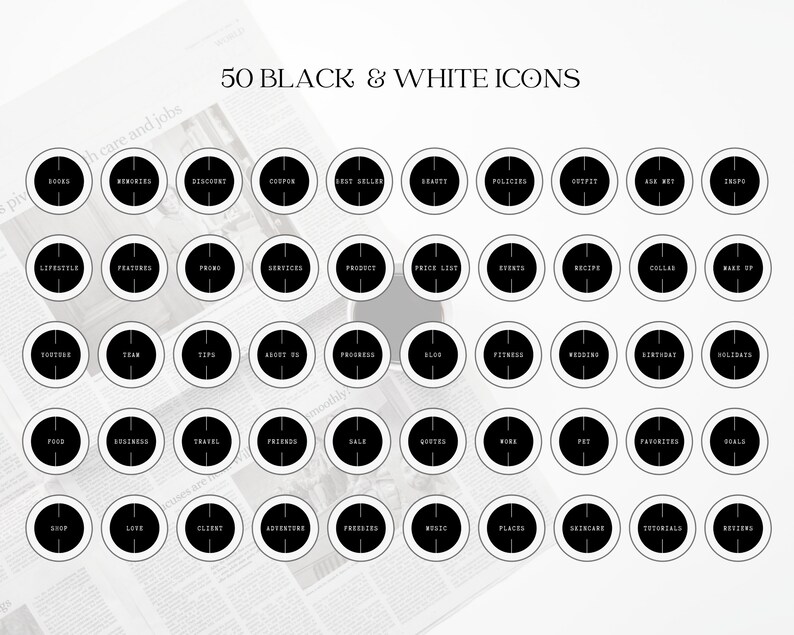 Black and White Instagram Highlight Covers Black Instagram Etsy