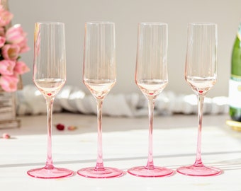 Flora Handblown Crystal Champagne Flute Set