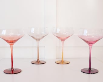 Autumn Handblown Crystal Coupe Glass Set