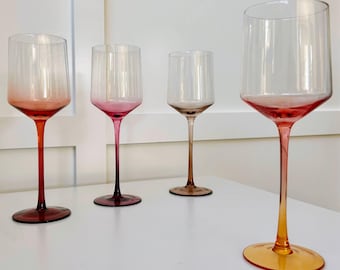 Autumn Handblown Crystal Wine Glass Set