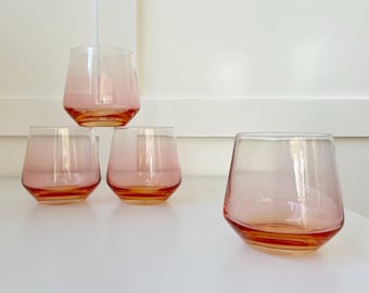 Amber Handblown Crystal Cocktail Glass Set