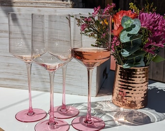 Mother's Day Handblown Crystal Wine Glass Set with Personalized Note and Gift Wrapping