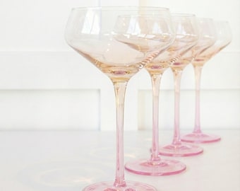 Flora Handblown Crystal Coupe Glass Set
