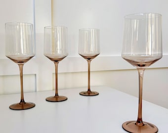 Wood Handblown Crystal Wine Glass Set