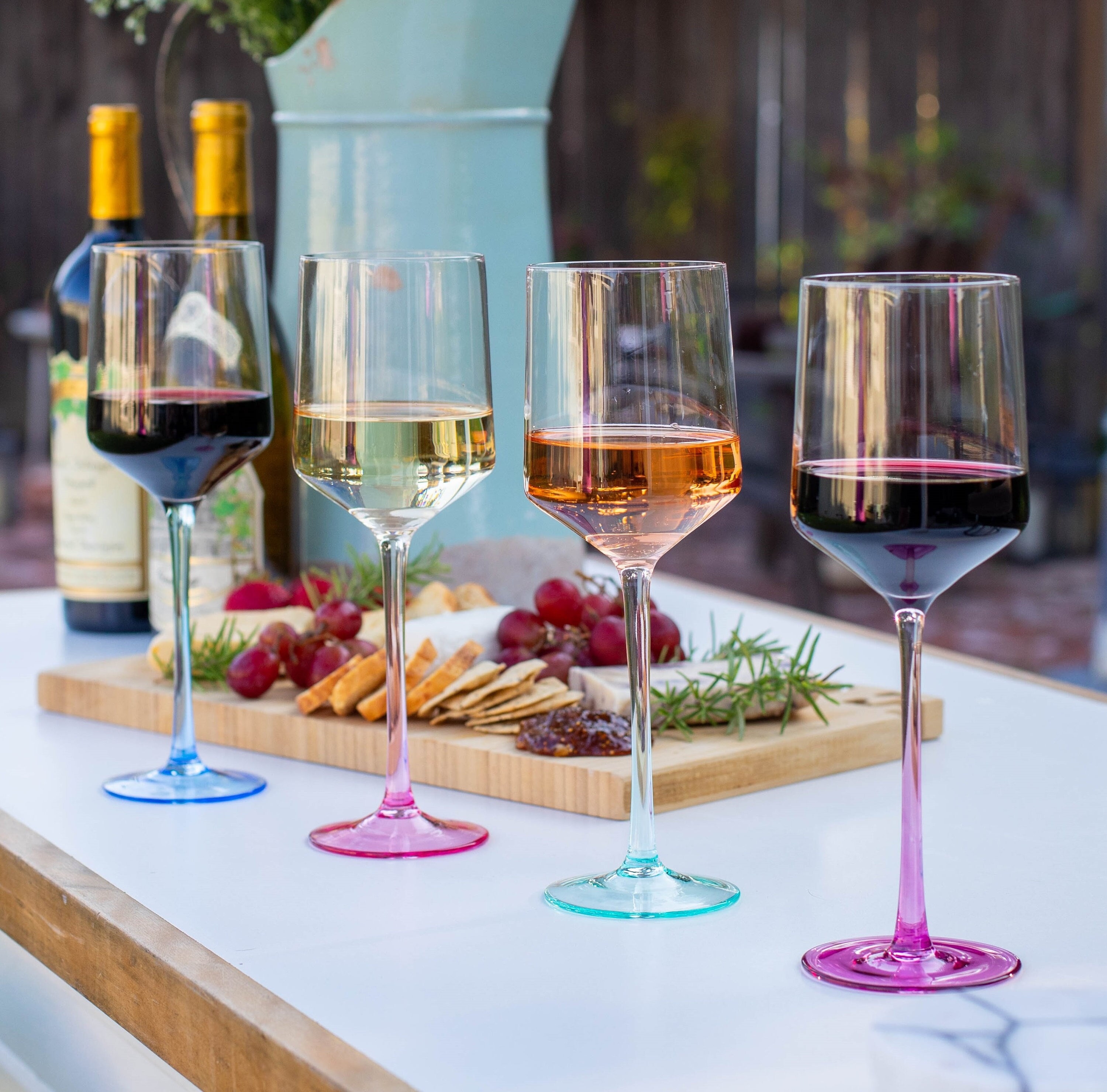 Hand Blown Red Wine Glasses Set of 2 - Ultra-Thin Burgundy Wine