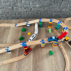Large bridge adapter set for the wooden railway with Duplo