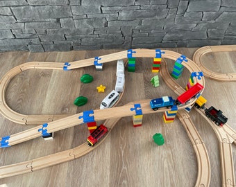 Large bridge adapter set for the wooden railway with Duplo